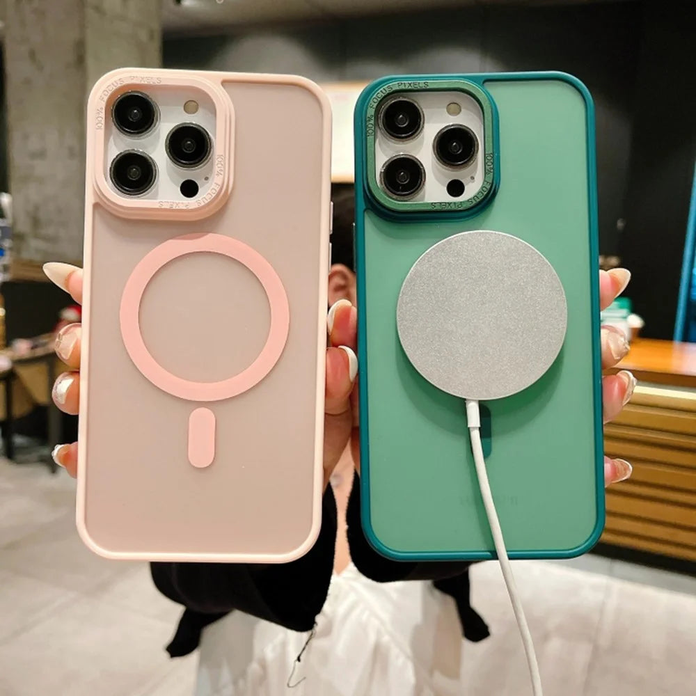 TPU+Acrylic Phone Case for iPhone 15 Skin-Touch Matte Magnetic Cover Compatible with MagSafe - Blackish Green - 4