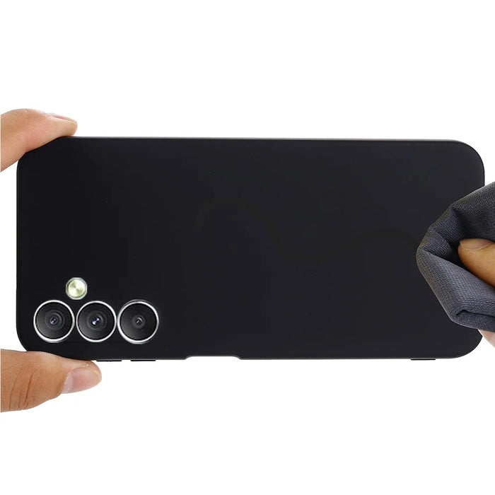 Liquid Silicone Phone Case for Samsung Galaxy F34 5G / M34 5G , Soft Lining Shockproof Phone Cover Shell - Black - 5