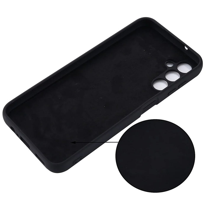 Liquid Silicone Phone Case for Samsung Galaxy F34 5G / M34 5G , Soft Lining Shockproof Phone Cover Shell - Black - 6