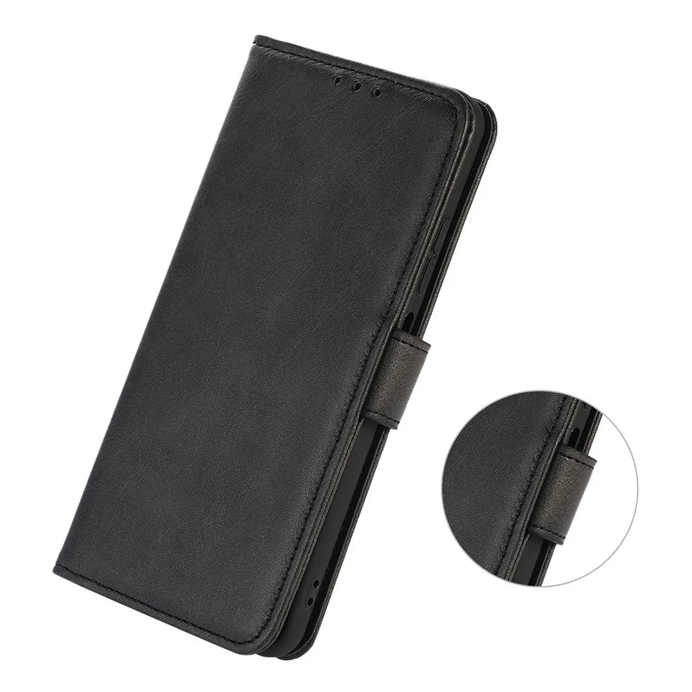 For Sony Xperia 5 V Cowhide Texture Phone Case Flip Leather Wallet Stand Anti-fall Cover - Black - 5