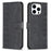 For iPhone 15 Plus Magnetic Clasp Rhombus Imprinted PU Leather Case Stand Wallet Phone Cover - Black - 1