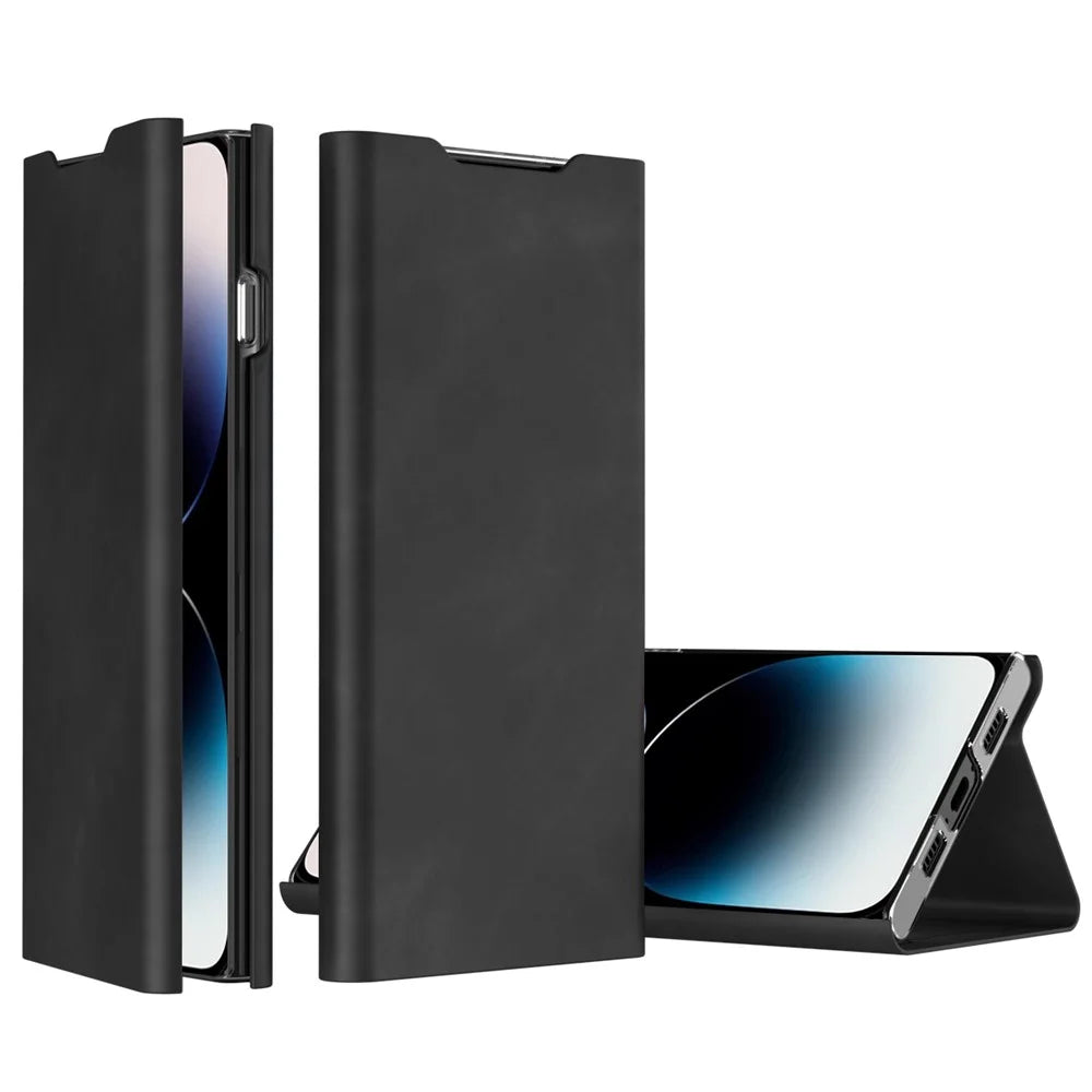PU Leather + PC Stand Phone Case for iPhone 15 Plus , Nappa Texture Card Holder Phone Cover - Black - 2