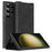 For Samsung Galaxy S23 Ultra Card Holder PU Leather + PC Phone Case Nappa Texture Stand Cover - Black - 1