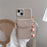 Crossbody Phone Case for iPhone 15 , Card Holder PU Leather Coated PC Cover with Shoulder Strap - Light Khaki - 1