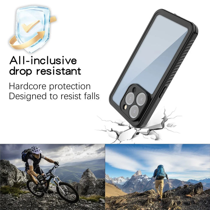 FS Series For iPhone 15 Pro IP68 Waterproof Drop-proof Phone Case Clear Back Diving Swimming Cover - 5