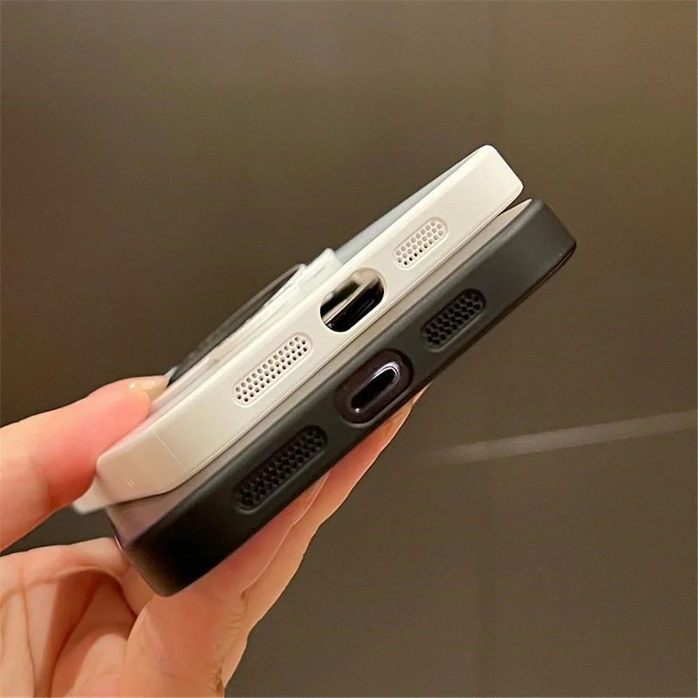 For iPhone 15 Pro Max Kickstand Phone Cover Compatible with MagSafe Logo View PC Case with Lens Film - Ivory White - 5
