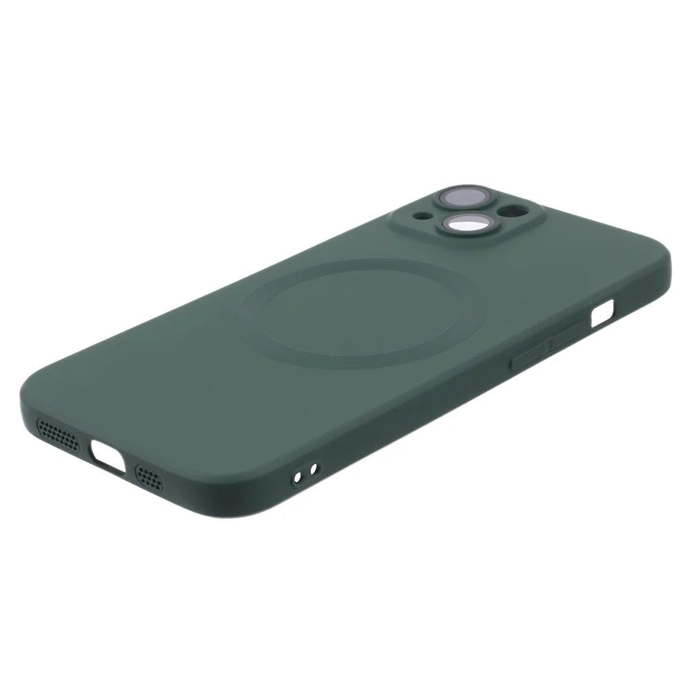 Magnetic Case for iPhone 14 Compatible with MagSafe Soft Liquid Silicone Shockproof Phone Cover with Lens Protector - Green - 3