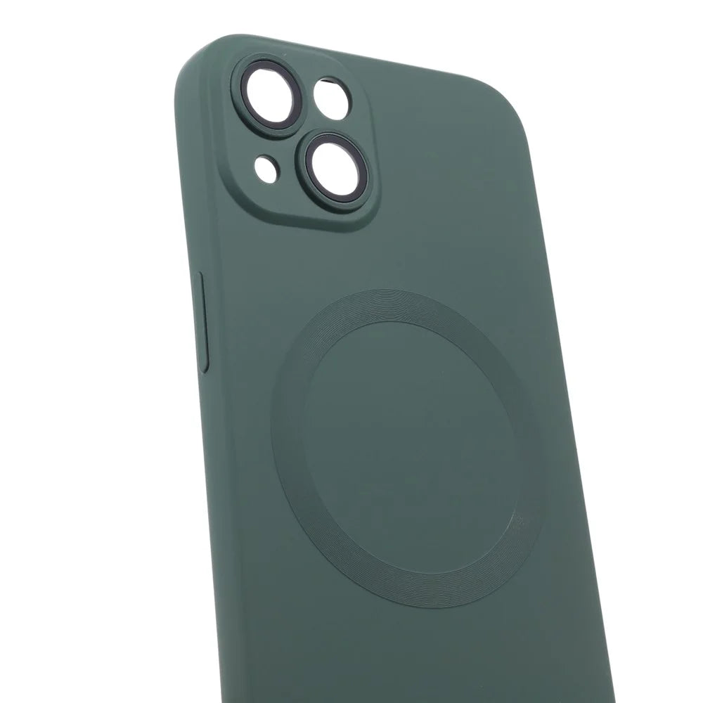 Magnetic Case for iPhone 14 Compatible with MagSafe Soft Liquid Silicone Shockproof Phone Cover with Lens Protector - Green - 5