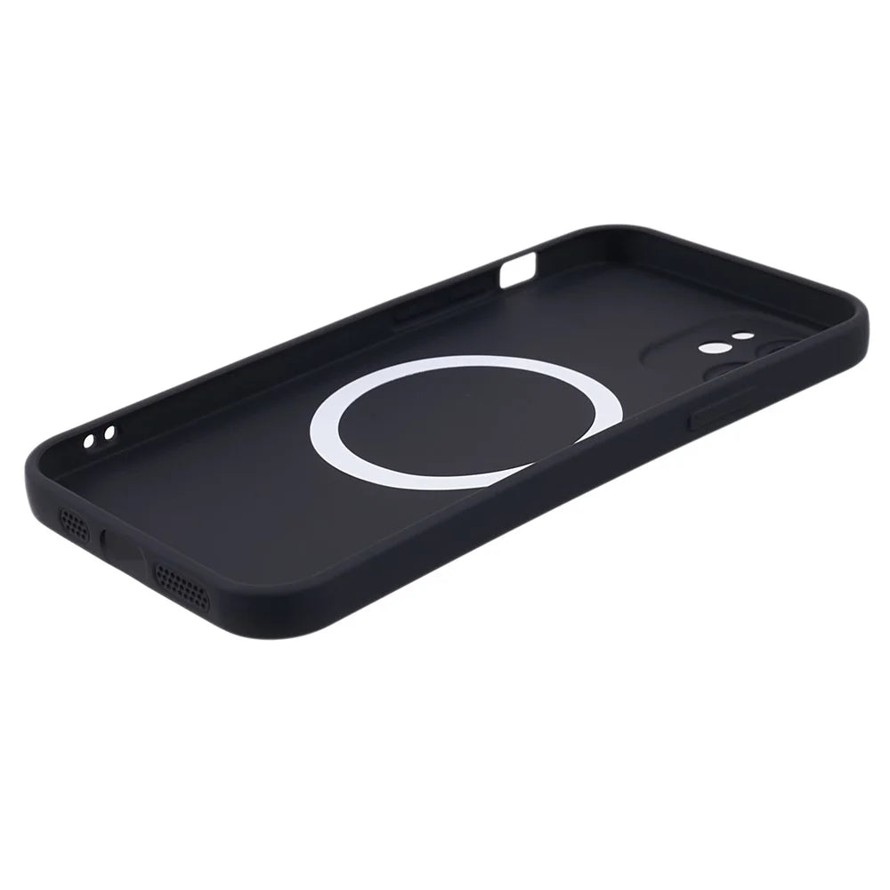 For iPhone 12 Magnetic Phone Case with Camera Lens Protector Compatible with MagSafe Liquid Silicone Protective Cover - Black - 4
