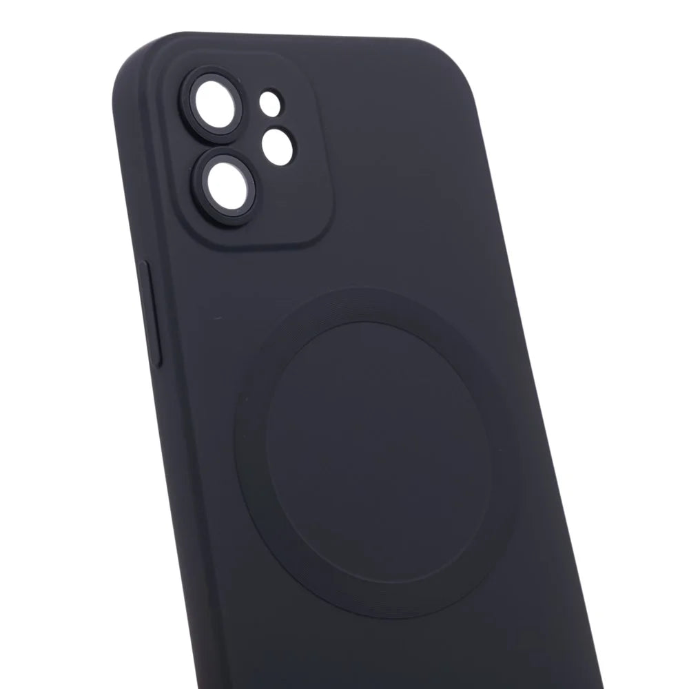 For iPhone 12 Magnetic Phone Case with Camera Lens Protector Compatible with MagSafe Liquid Silicone Protective Cover - Black - 5