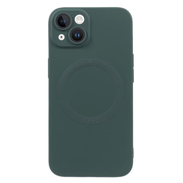 For iPhone 14 Plus Magnetic Case Compatible with MagSafe Liquid Silicone Phone Cover with Camera Lens Protector - Green - 1