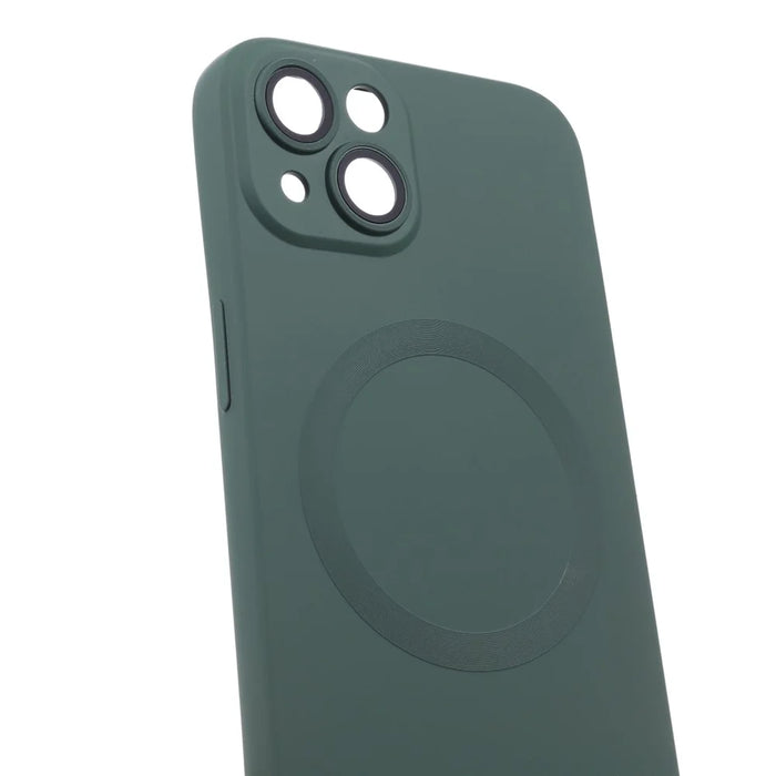 For iPhone 14 Plus Magnetic Case Compatible with MagSafe Liquid Silicone Phone Cover with Camera Lens Protector - Green - 5