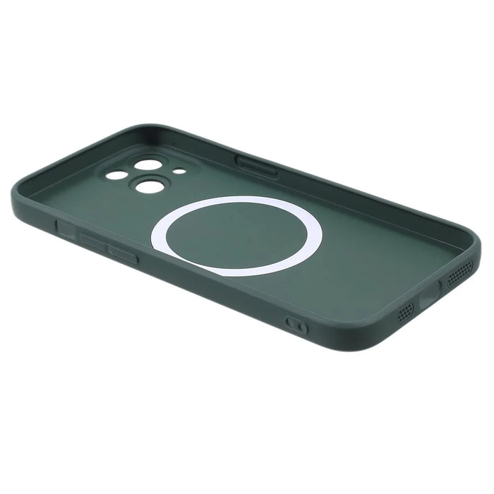 For iPhone 13 Magnetic Phone Case Compatible with MagSafe Anti-Scratch Liquid Silicone Cover with Camera Lens Protector - Green - 4