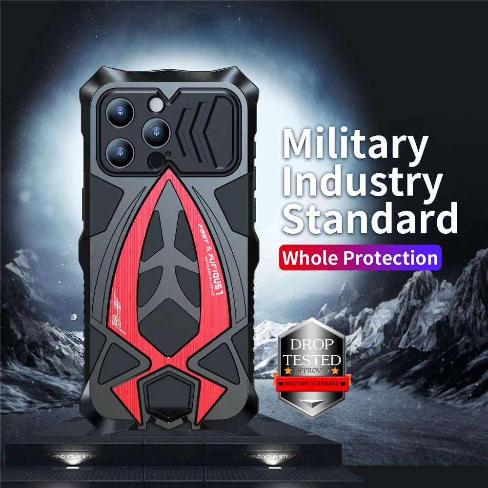 LUPHIE for iPhone 15 Plus Metal+TPU Phone Case Sports Car Design All-round Protection Phone Cover with Screen Film - Black - 3