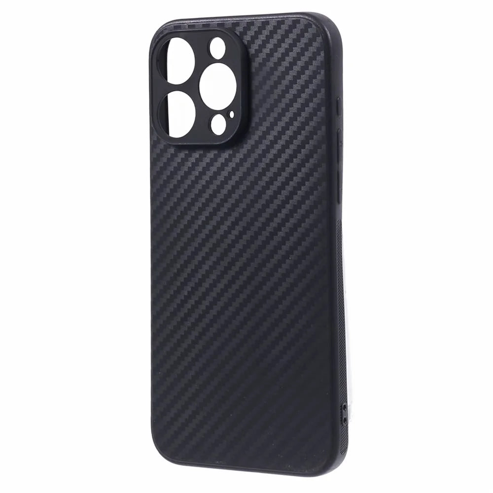 Protective Phone Case for iPhone 15 Pro Max , Carbon Fiber Texture Flexible TPU Back Cover - 3