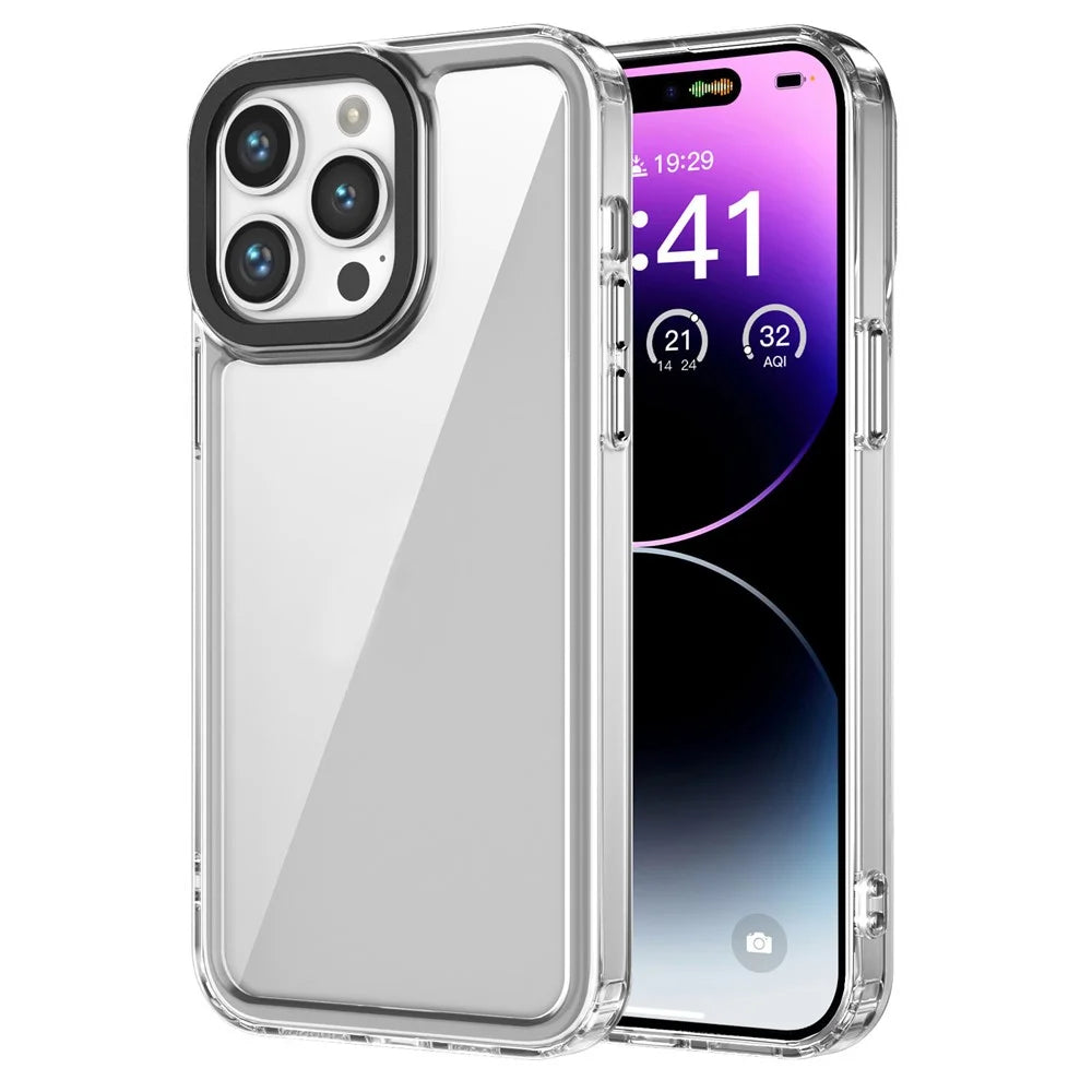For iPhone 15 Pro Max Anti-scratch Phone Case Soft TPU + Hard PC Clear Mobile Phone Cover - Transparent - 1