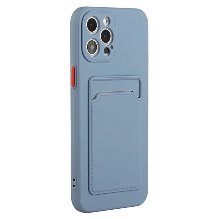 For iPhone 15 Pro TPU Phone Back Case Card Slot Design Mobile Phone Protective Shell Cover - Blue - 1