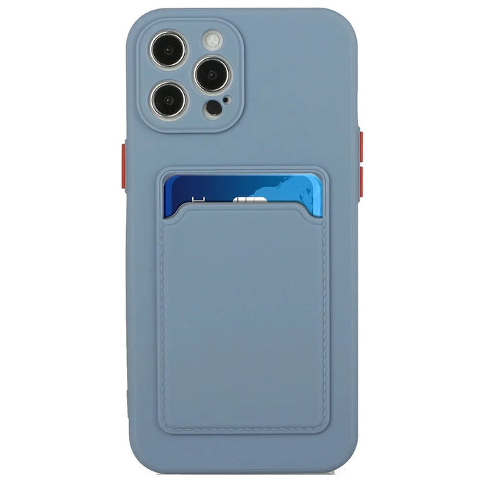 For iPhone 15 Pro TPU Phone Back Case Card Slot Design Mobile Phone Protective Shell Cover - Blue - 4