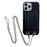 For iPhone 15 Plus Protective Case Crocodile Textured PU+PC 2 Card Slots Phone Cover Anti-Scratch Phone Shell with Strap - Black - 1