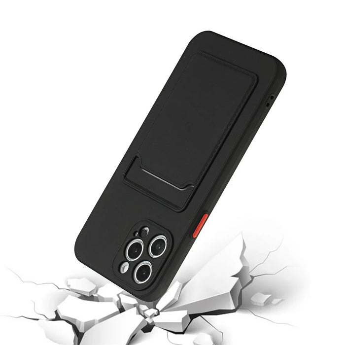 For iPhone 15 Pro Max Anti-scratch TPU Phone Case Drop-proof Card Holder Cover - Black - 3