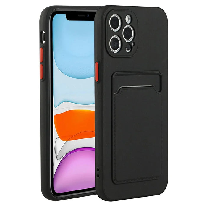 For iPhone 15 Pro Max Anti-scratch TPU Phone Case Drop-proof Card Holder Cover - Black - 5
