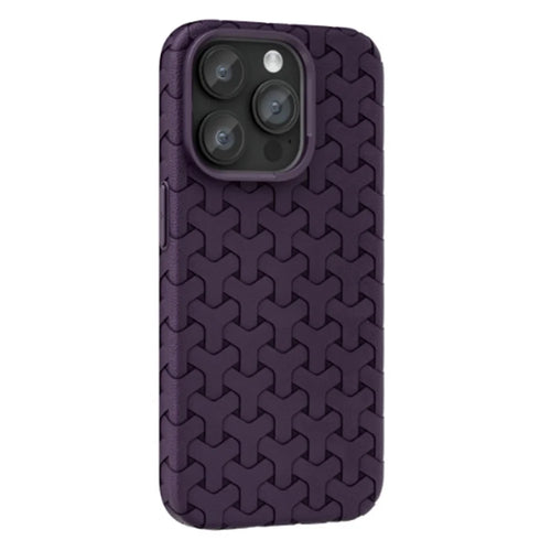 For iPhone 15 Pro Slim-Fit Shell Flexible TPU Back Case Mobile Phone Cover with Textured Surface - Dark Purple - 1