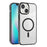 For iPhone 15 Plus Transparent Phone Case Compatible with MagSafe PC + TPU Magnetic Phone Cover - Black - 1