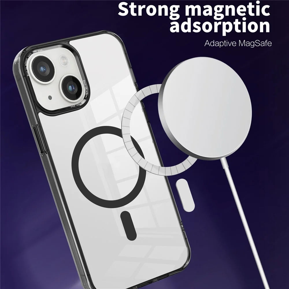 Phone Case Compatible with MagSafe for iPhone 15 , PC + TPU Transparent Phone Cover - Black - 3
