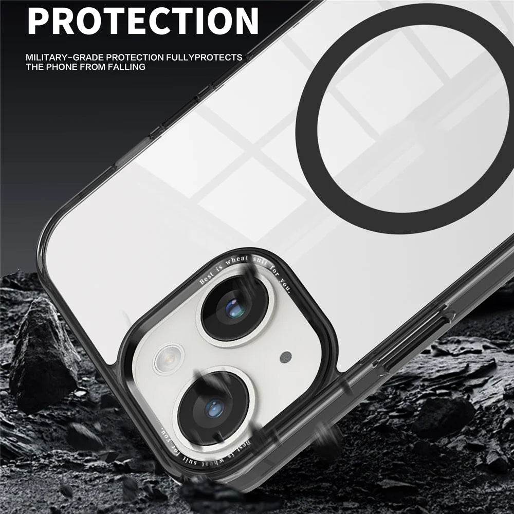 Phone Case Compatible with MagSafe for iPhone 15 , PC + TPU Transparent Phone Cover - Black - 5