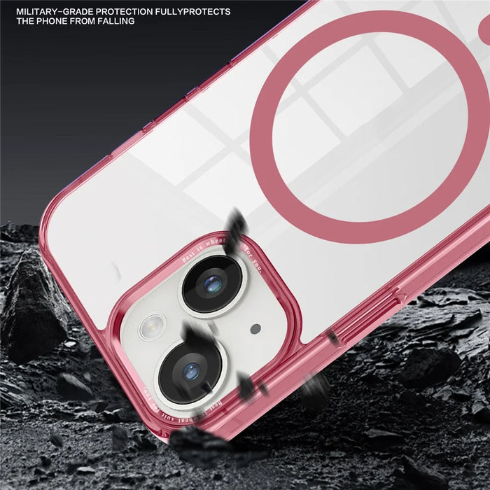 Magnetic Case Compatible with MagSafe for iPhone 14 / 13 , Transparent PC + TPU Phone Back Cover - Pink - 4