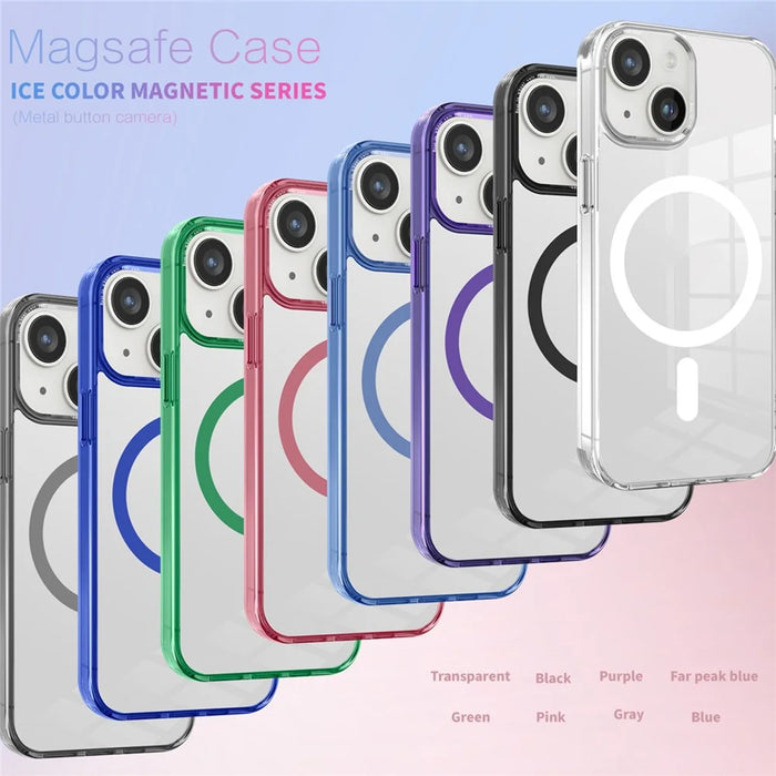 Magnetic Case Compatible with MagSafe for iPhone 14 / 13 , Transparent PC + TPU Phone Back Cover - Pink - 6