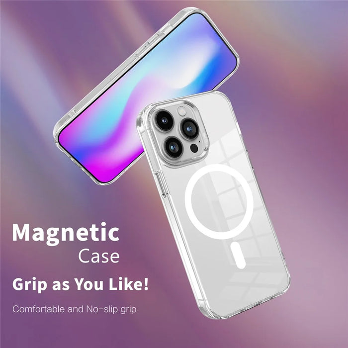 Magnetic Case for iPhone 13 Pro Max , PC + TPU Transparent Phone Cover Compatible with MagSafe - Transparent - 3