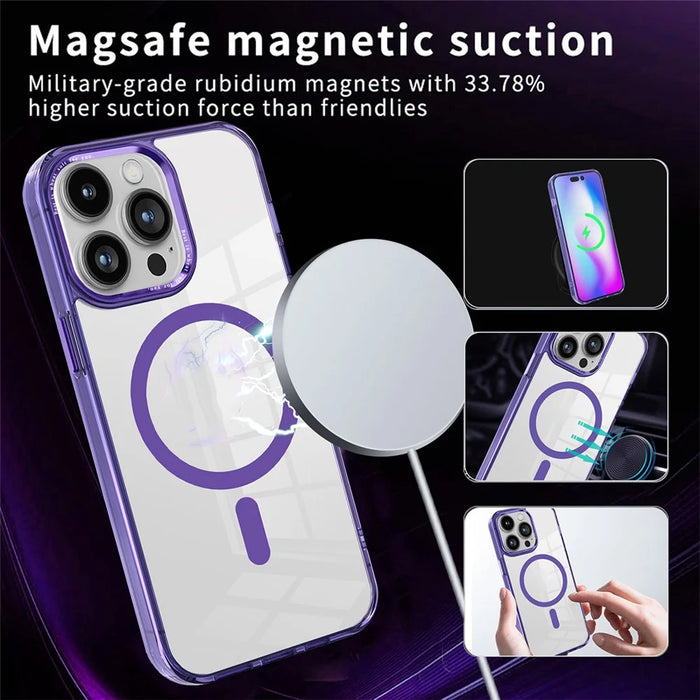 Magnetic Case for iPhone 13 Pro Max , PC + TPU Transparent Phone Cover Compatible with MagSafe - Transparent - 4