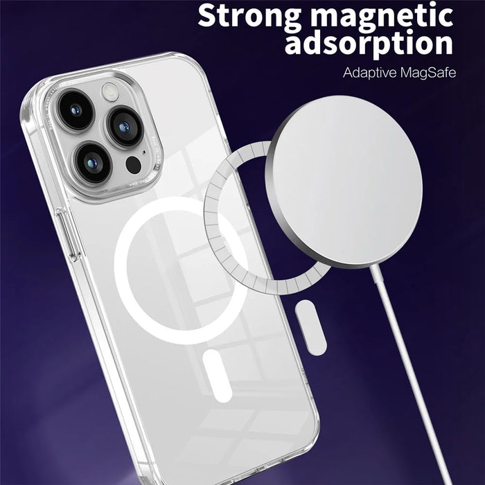 For iPhone 15 Pro Magnetic Phone Case Compatible with MagSafe PC + TPU Transparent Cover - Purple - 6
