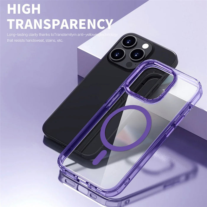 Compatible with MagSafe Phone Case for iPhone 14 Pro Max , PC + TPU Crystal Clear Phone Cover  - Purple - 5
