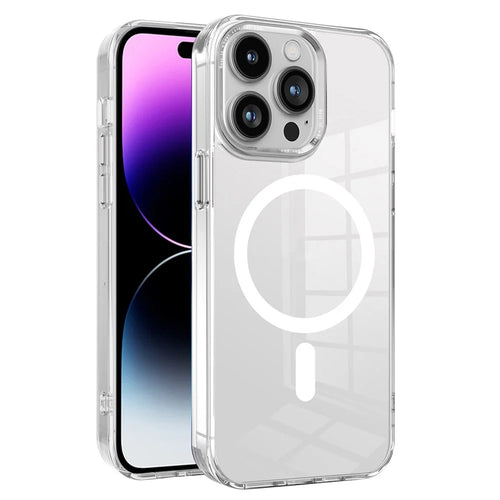 PC + TPU Magnetic Phone Case for iPhone 14 Pro , Transparent Phone Cover Compatible with MagSafe - Transparent - 1