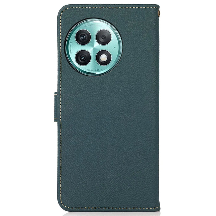 KHAZNEH Wallet Case for OnePlus Ace 2 Pro 5G RFID Blocking Genuine Cow Leather Foldable Stand Phone Cover - Green - 7