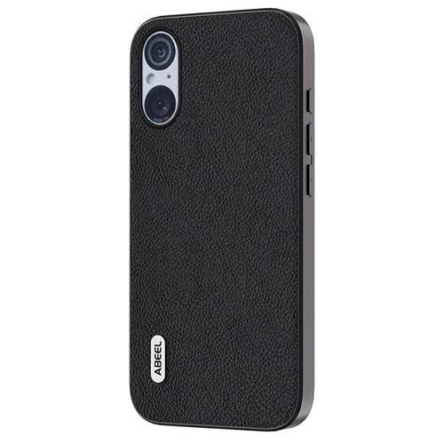 ABEEL For Sony Xperia 5 V Phone Cover Litchi Texture Cowhide Leather Coated PC+TPU Case - Black - 1