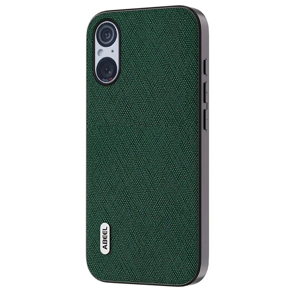 ABEEL For Sony Xperia 5 V Cowhide Leather+TPU+PC Phone Case Cross Texture Anti-drop Cover - Green - 1