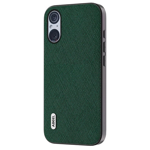 ABEEL For Sony Xperia 5 V Cowhide Leather+TPU+PC Phone Case Cross Texture Anti-drop Cover - Green - 1