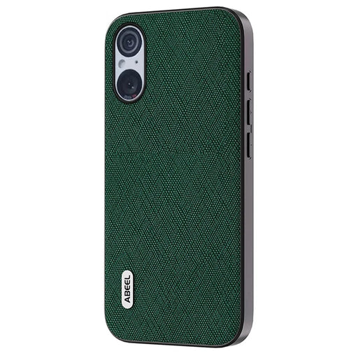 ABEEL For Sony Xperia 5 V Cowhide Leather+TPU+PC Phone Case Cross Texture Anti-drop Cover - Green - 1