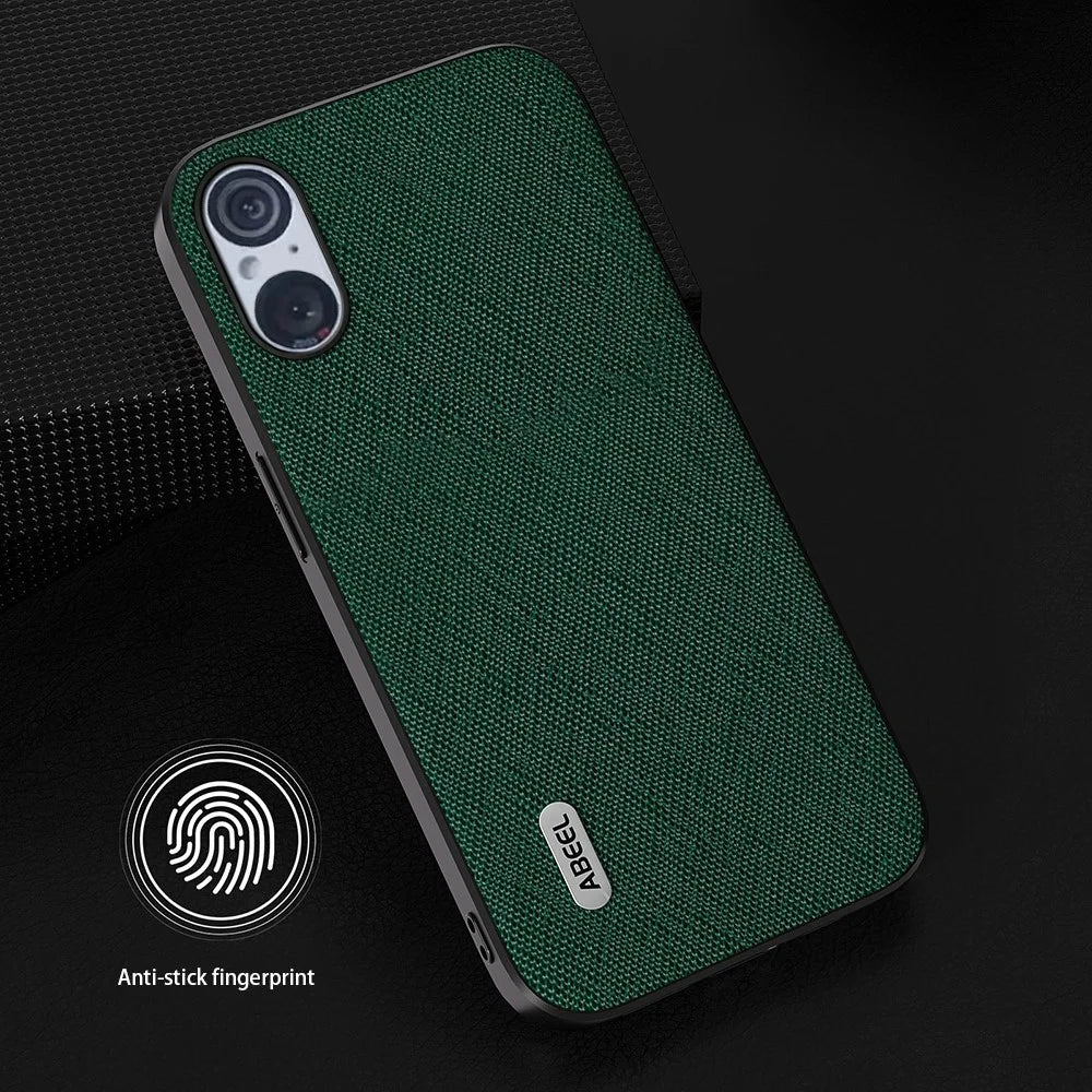 ABEEL For Sony Xperia 5 V Cowhide Leather+TPU+PC Phone Case Cross Texture Anti-drop Cover - Green - 2