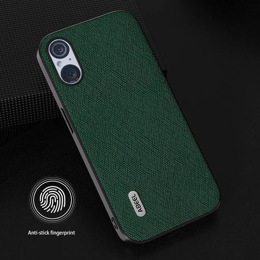 ABEEL For Sony Xperia 5 V Cowhide Leather+TPU+PC Phone Case Cross Texture Anti-drop Cover - Green - 2