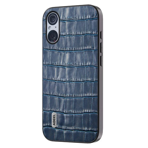ABEEL For Sony Xperia 5 V Cowhide Leather+TPU+PC Case Crocodile Texture Cell Phone Back Cover - Blue - 1