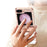 For Samsung Galaxy Z Flip5 5G Imprinted PU+PC Phone Case Rhinestone Decorated  Ring Kickstand Phone Cover - White - 5