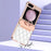 For Samsung Galaxy Z Flip5 5G Imprinted PU+PC Phone Case Rhinestone Decorated  Ring Kickstand Phone Cover - White - 7