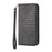 For iPhone 15 PU Leather Phone Case Imprinted Rhombus Pattern Wallet Stand Shockproof Cover - Black - 7