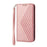 For iPhone 15 Plus PU Leather Phone Case Anti-scratch Imprinted Rhombus Pattern Wallet Stand Cover - Rose Gold - 7