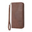 For iPhone 15 Pro Max Fall Proof PU Leather Phone Case Imprinted Rhombus Pattern Stand Wallet Cover - Brown - 7