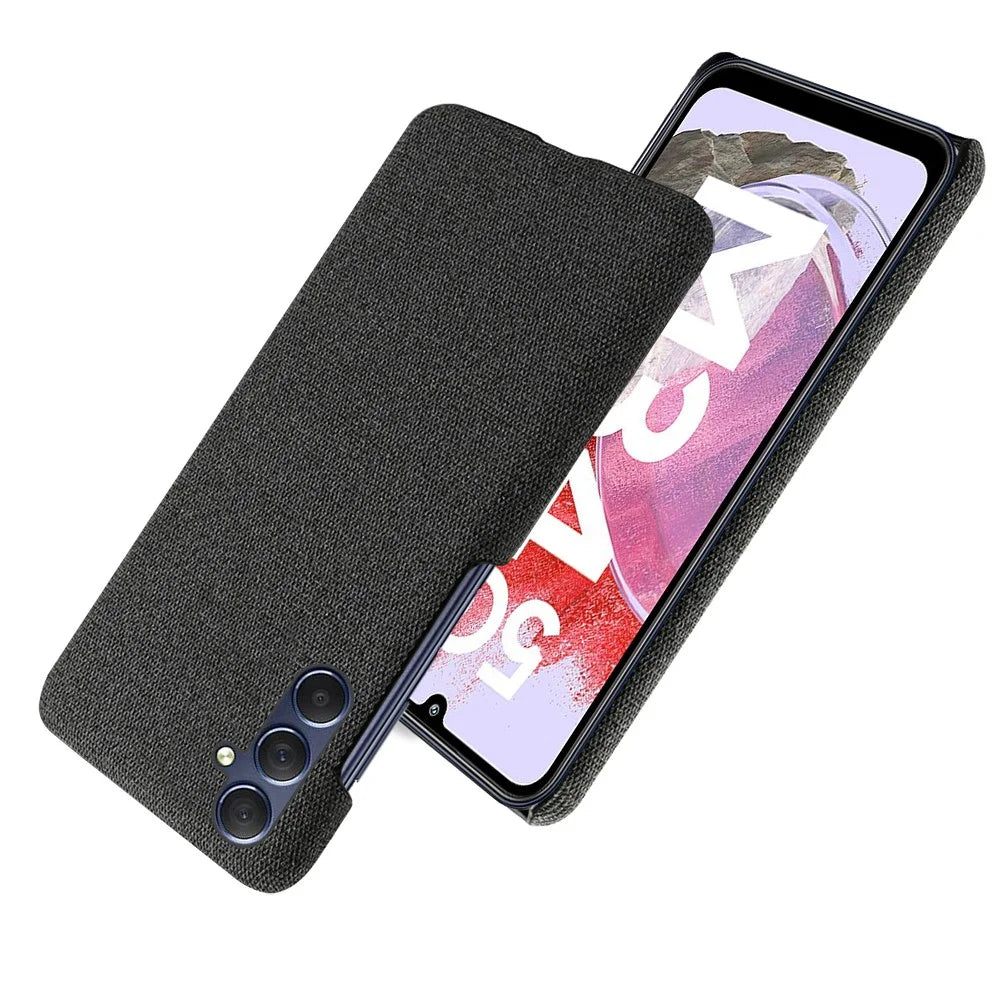 For Samsung Galaxy M34 5G / F34 5G Shockproof Cloth Coated PC Phone Case Anti-scratch Cell Phone Cover - Black - 2